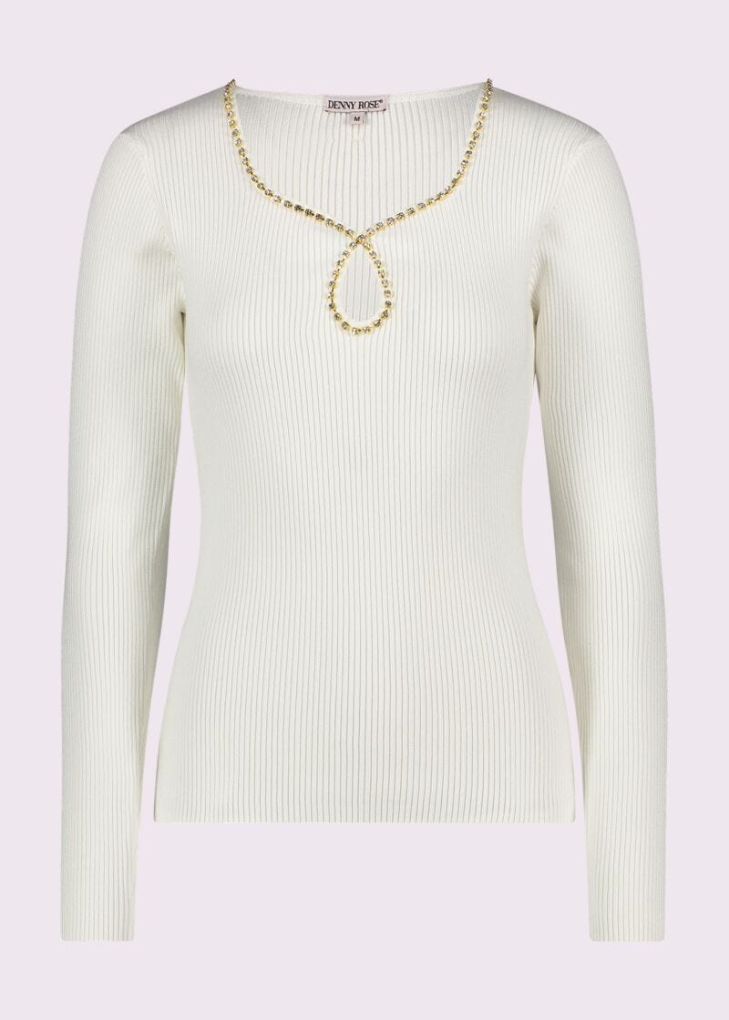 White jumper with rhinestones