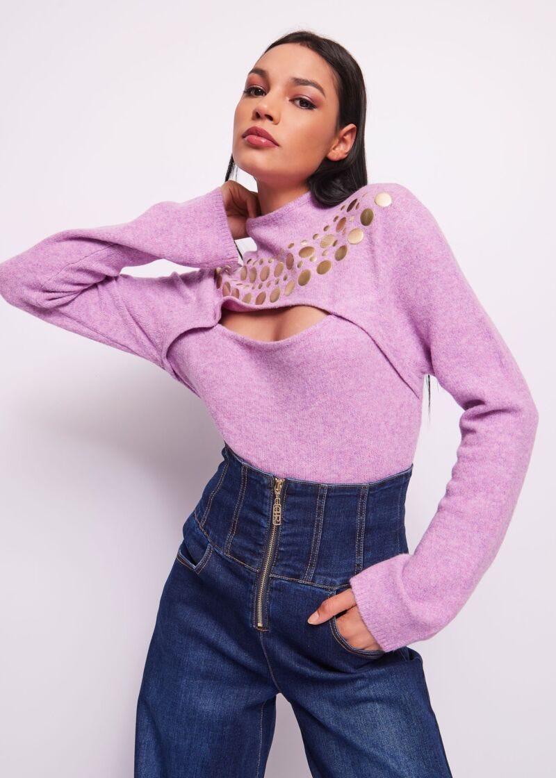 Wool-blend studded jumper