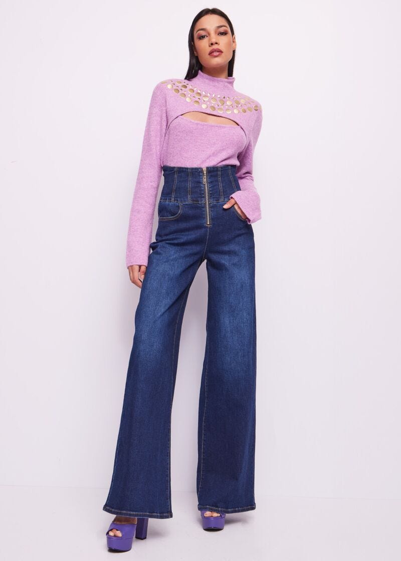 Wool-blend studded jumper