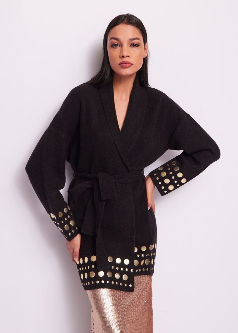 Cardigan in wool and cashmere blend