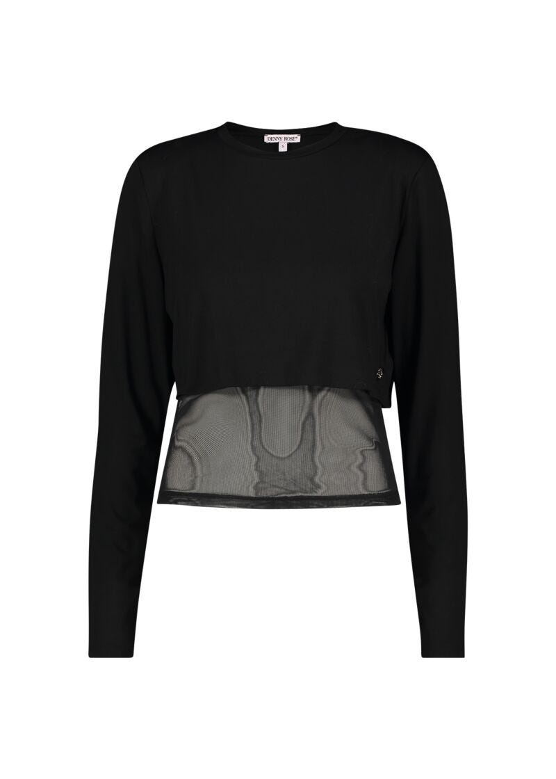 Black jersey t-shirt with tulle