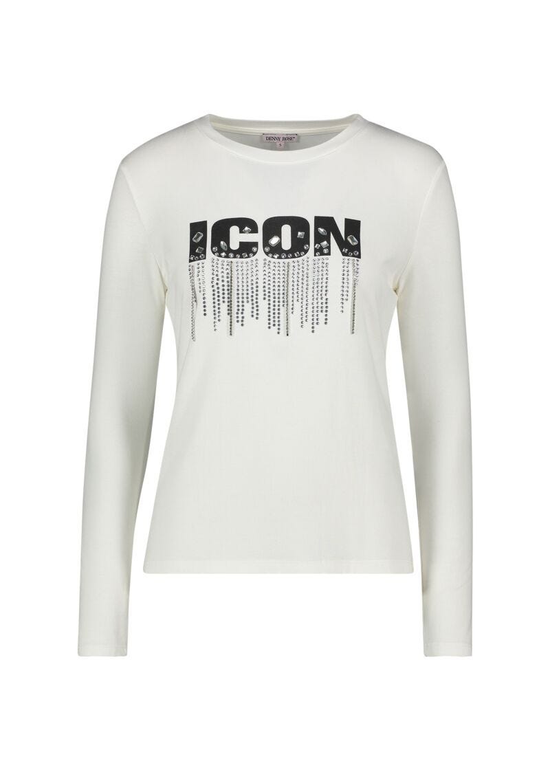White t-shirt with print and rhinestones