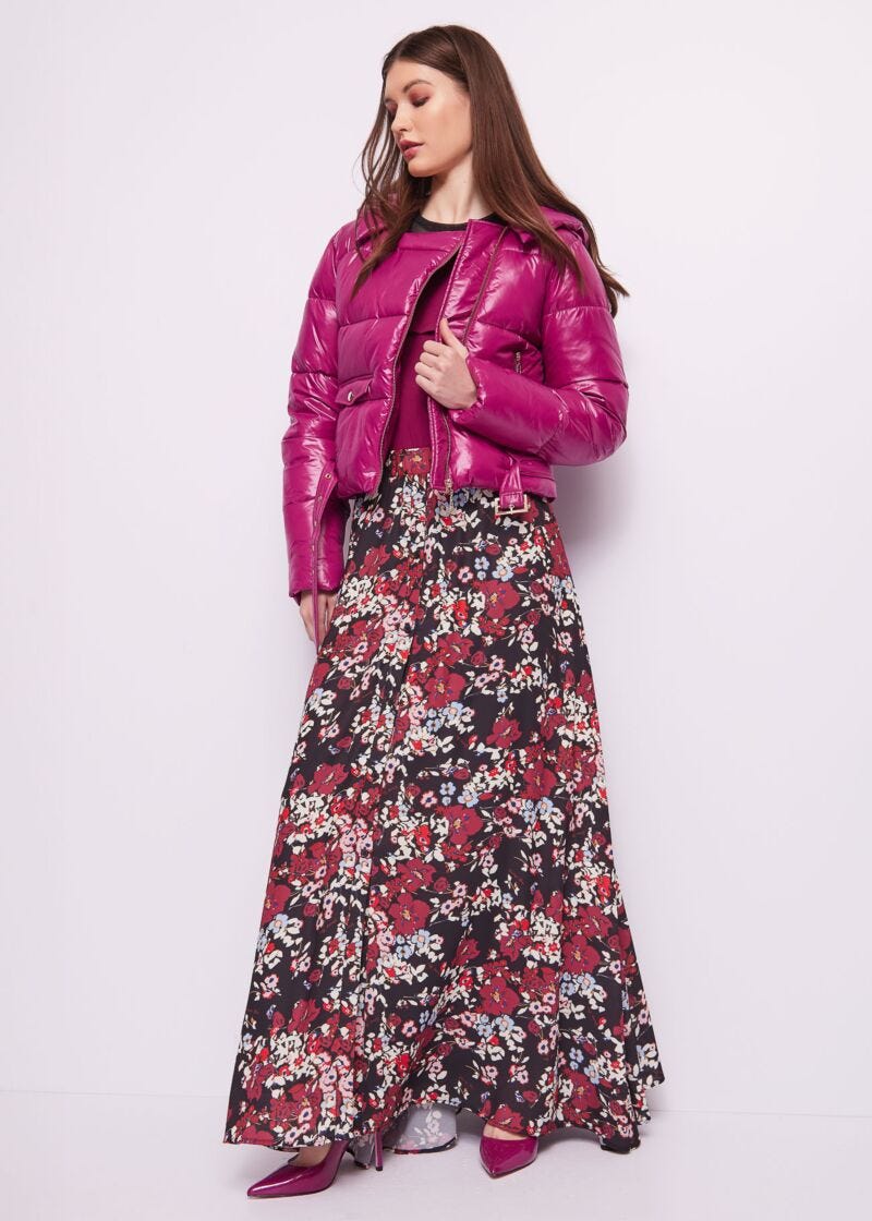 Long printed georgette skirt