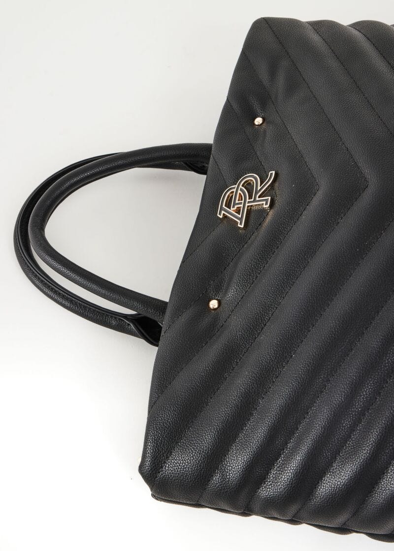 Shopping bag nera trapuntata