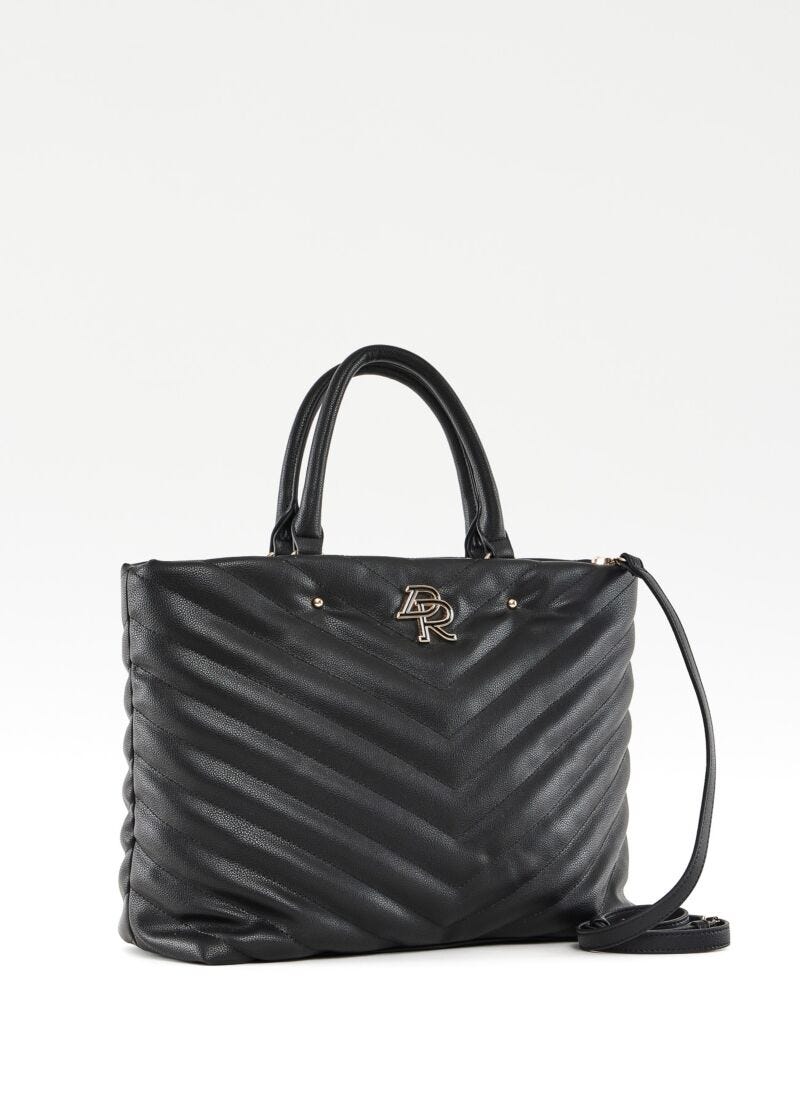 Shopping bag nera trapuntata