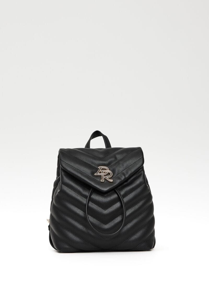 Mochila negra de piel sintética acolchada