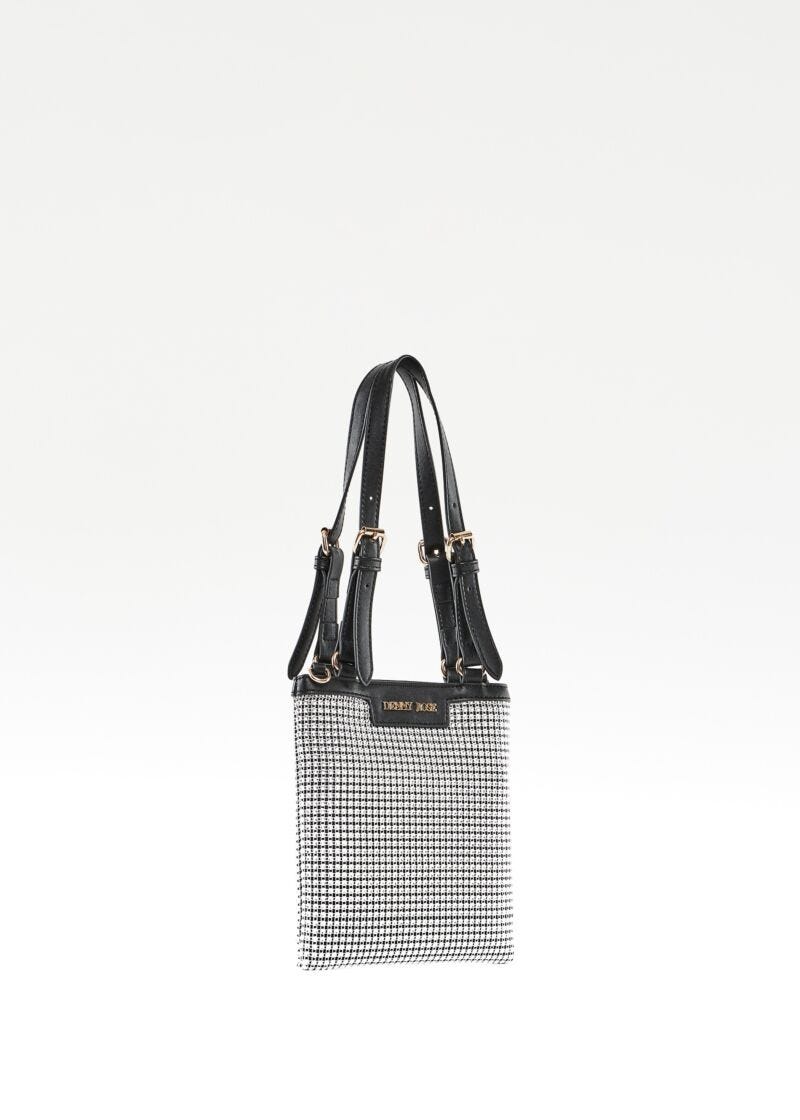 Borsa a spalla nera con strass