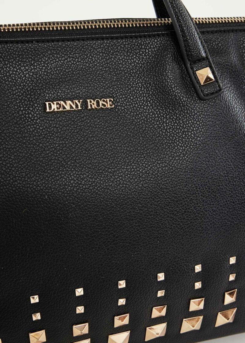 Shopping bag nera con borchie