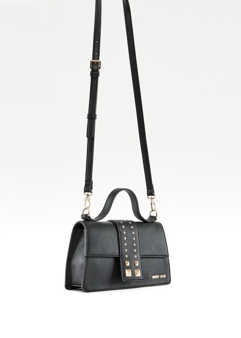 Borsa a mano nera con borchie