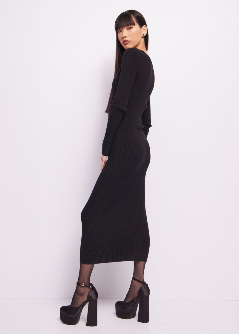 Abito nero in cotone e cashmere