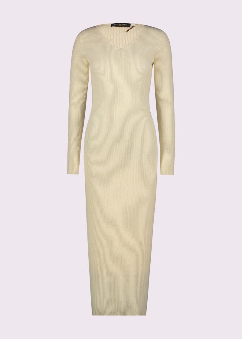 White cotton and cashmere dress