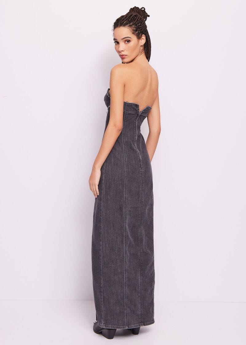 Cotton denim long dress