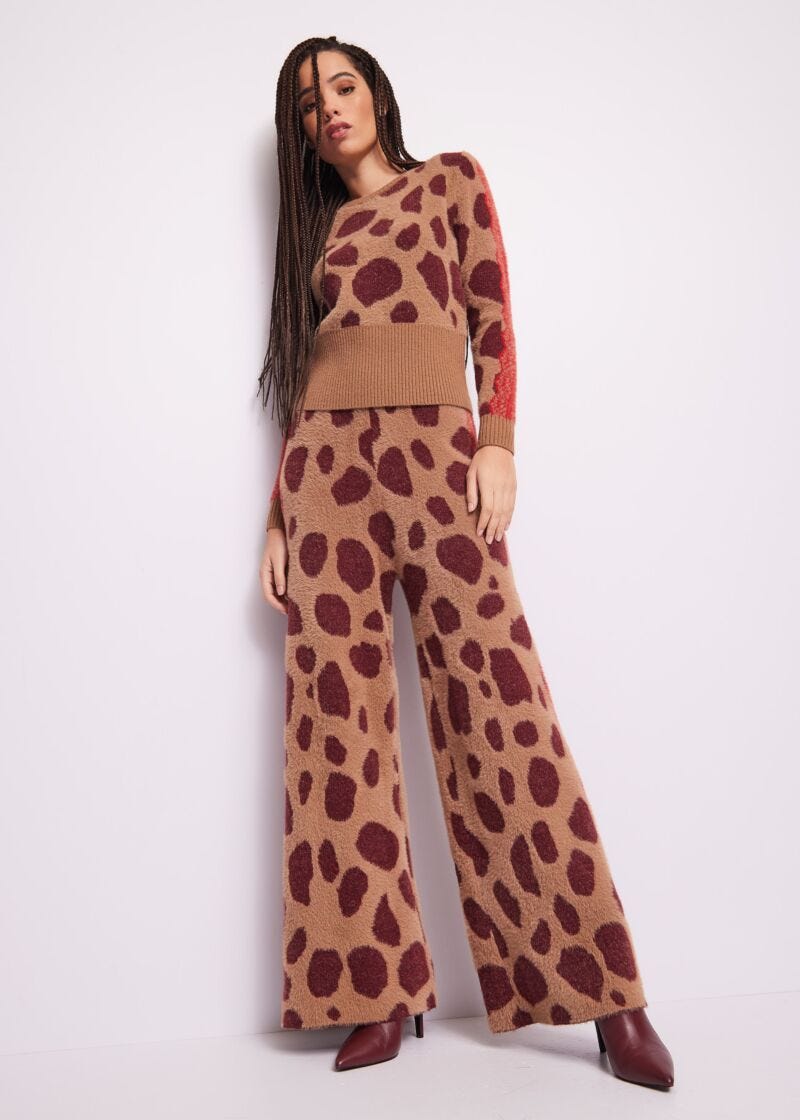 Pantaloni in maglia jacquard