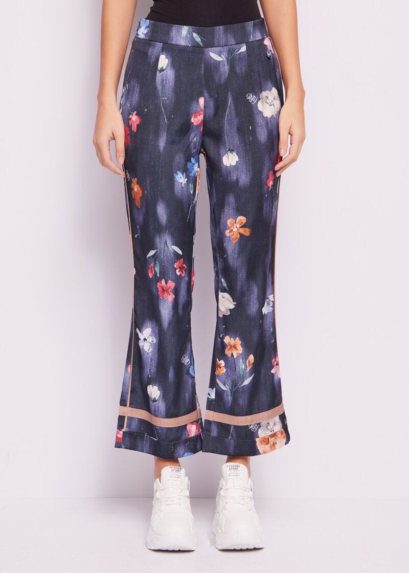 Printed satin trousers