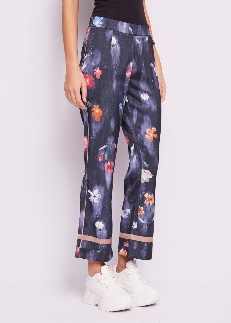Printed satin trousers