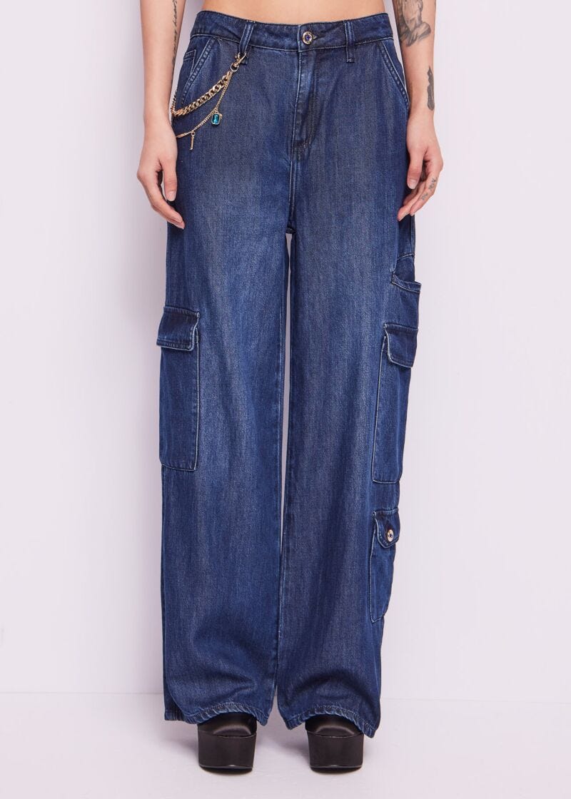 Cargo Jeans in Cotton denim