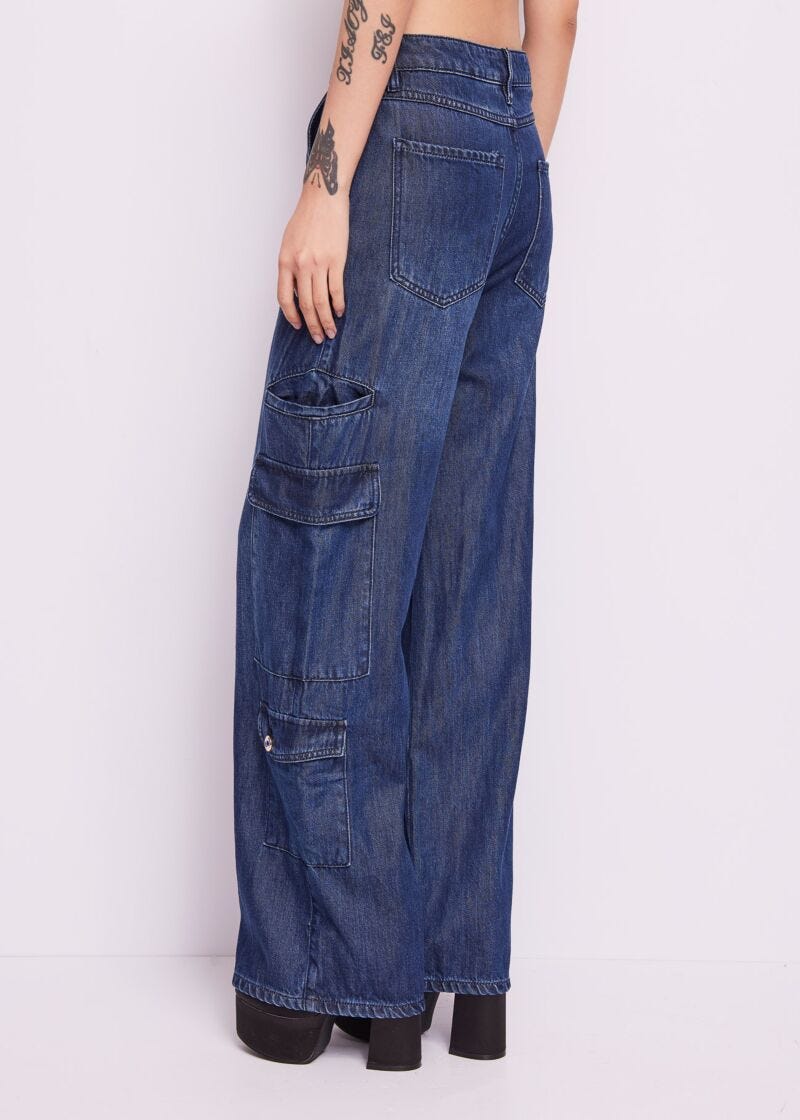 Cargo Jeans in Cotton denim
