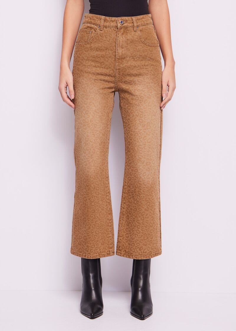 Flared jeans in printed cotton