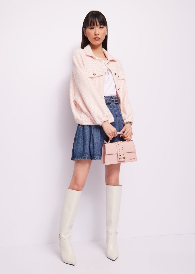 Lurex jacquard knit jacket