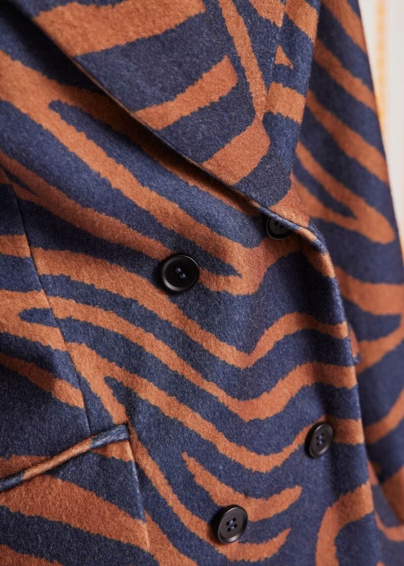Double-breasted print coat