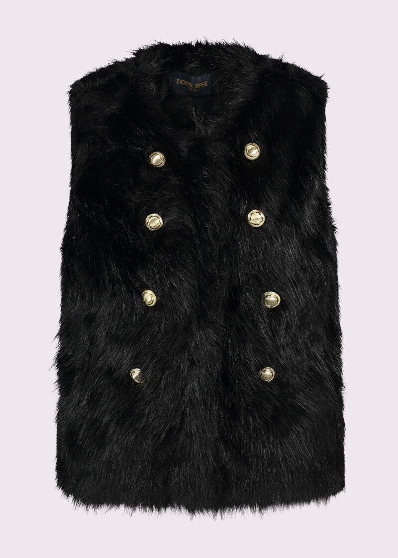 Black faux-fur vest