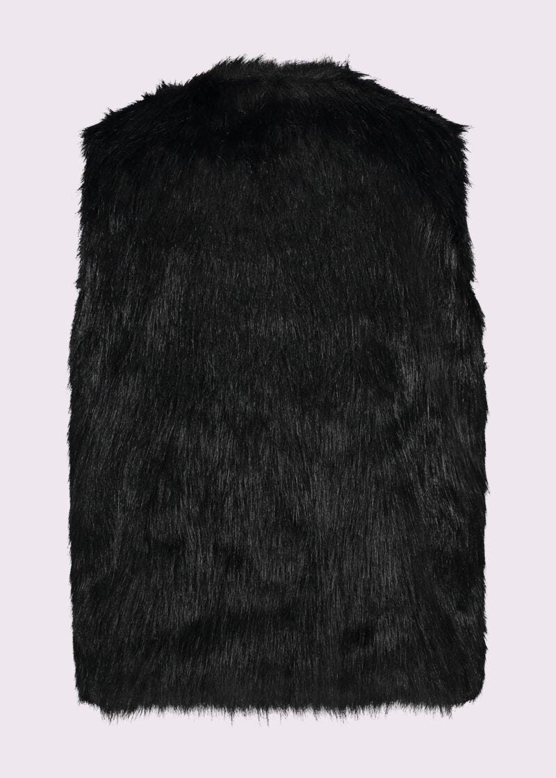 Black faux-fur vest