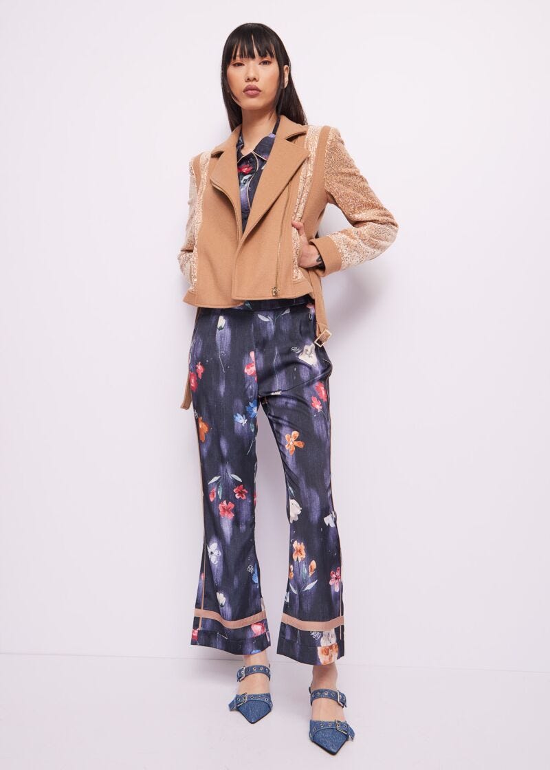 Printed satin shirt