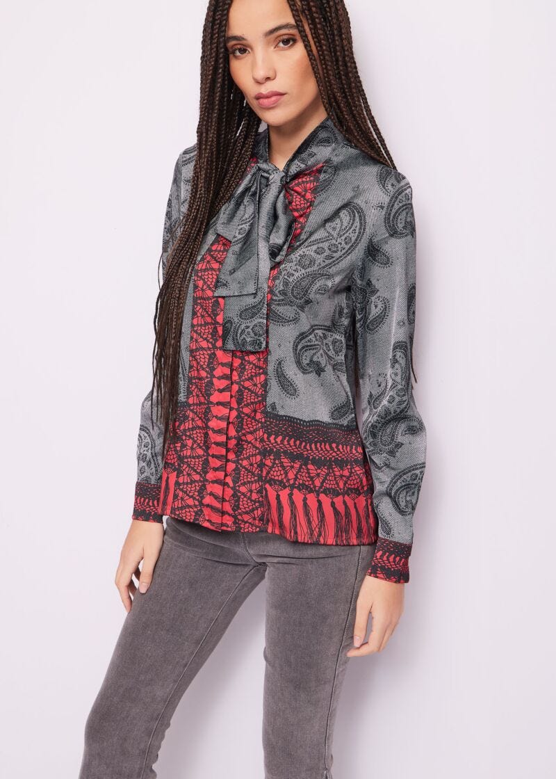 Printed satin shirt