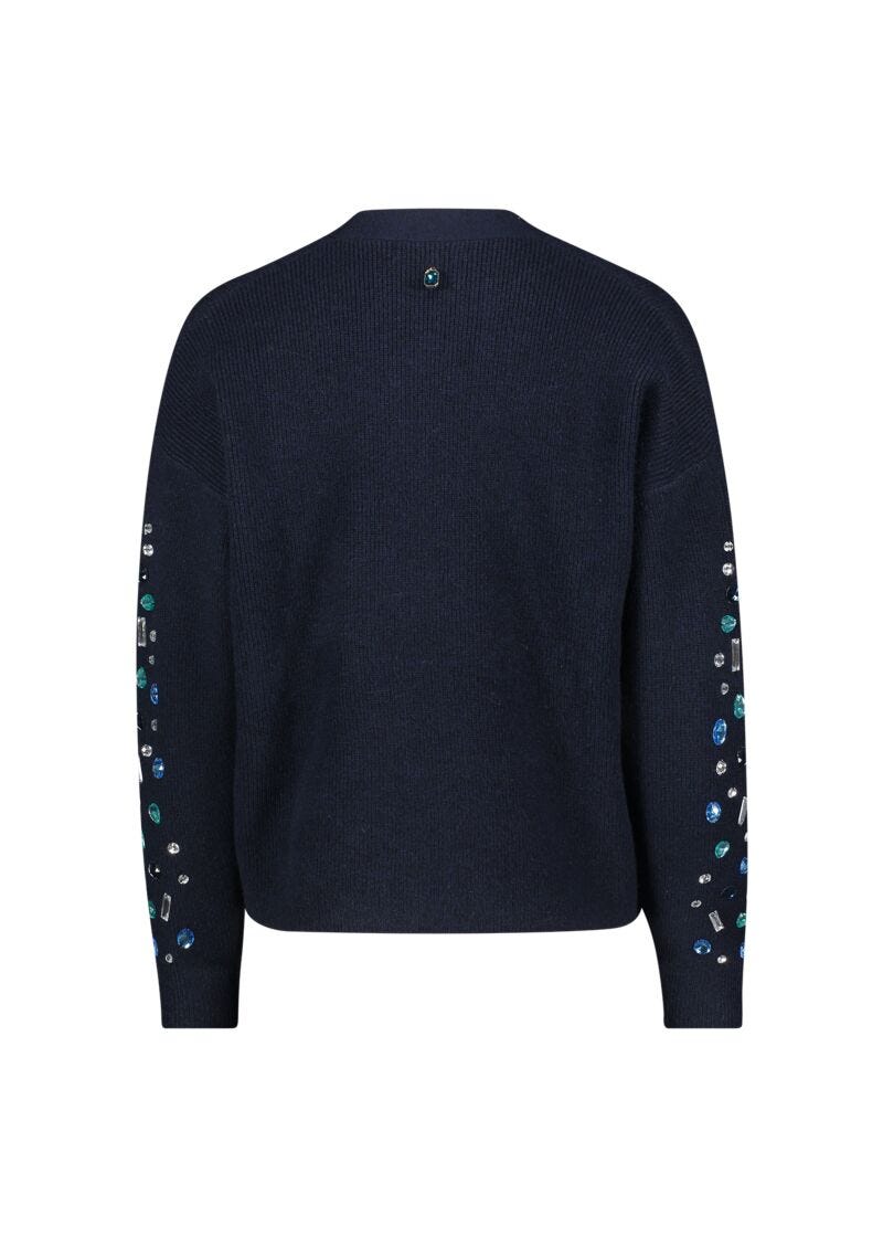 Cardigan a coste con strass