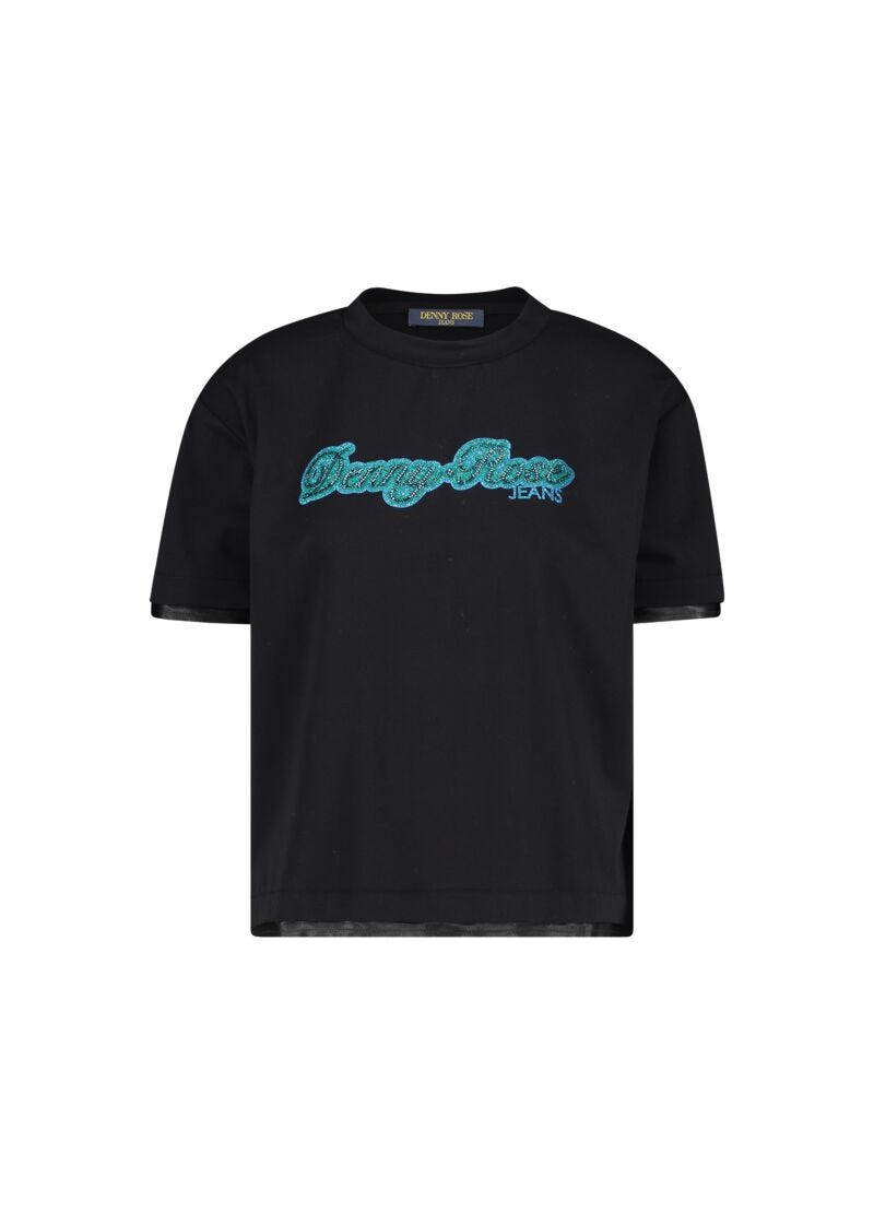 Blue cotton t-shirt with logo
