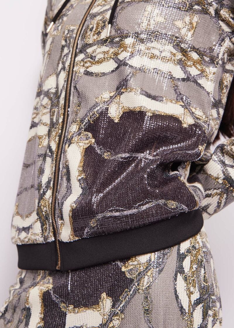 Printed jersey sweatshirt with zip