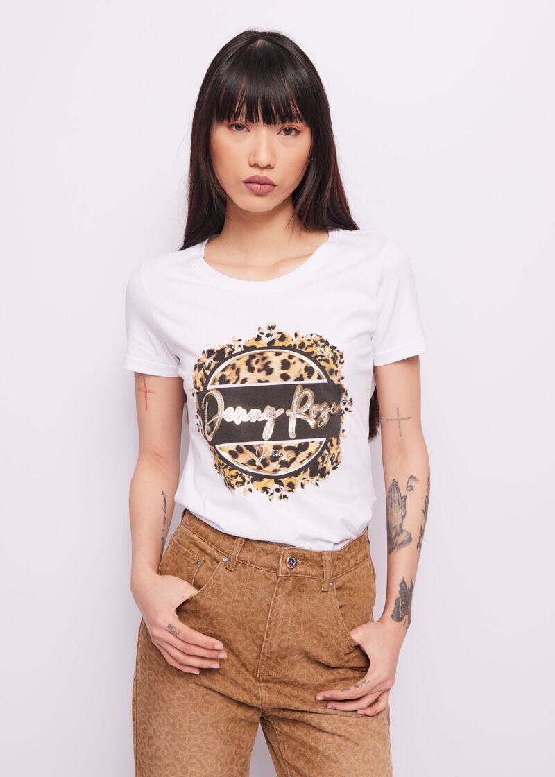 White cotton t-shirt with logo