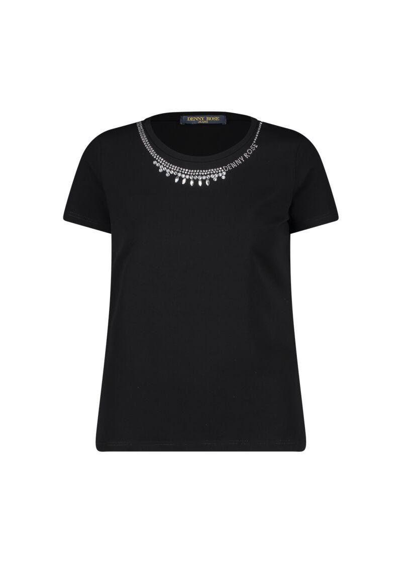 Cotton T-shirt with rhinestones