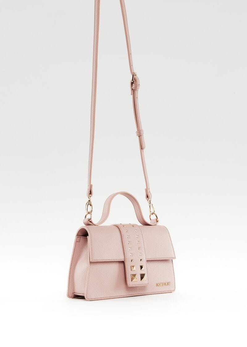 Borsa a mano rosa con borchie