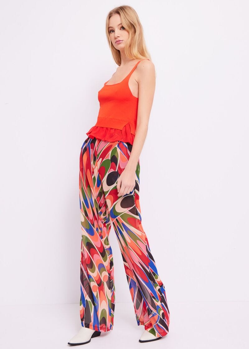 Printed georgette trousers