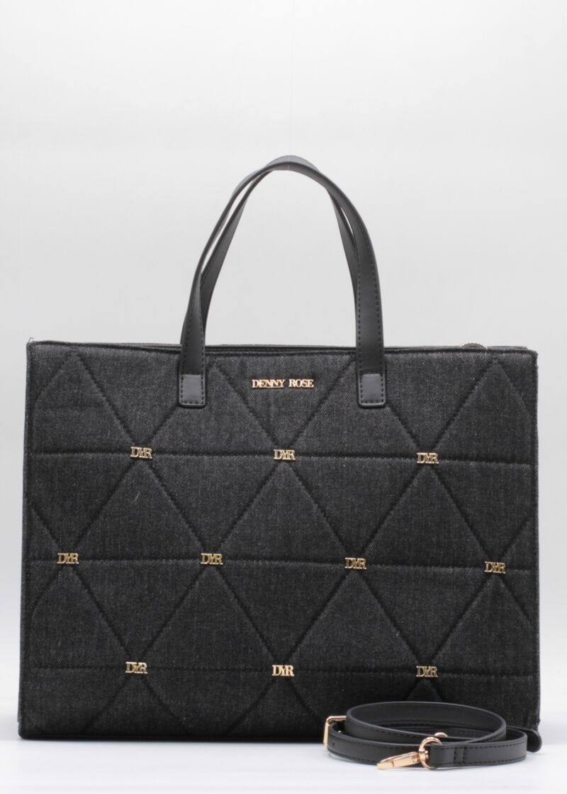 Shopper bag in quilted denim