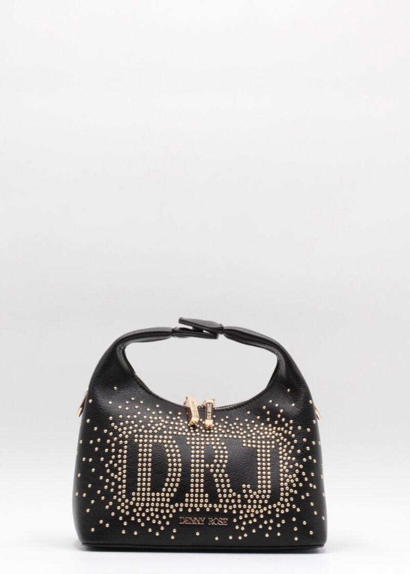 Faux-leather crossbody bag with studs