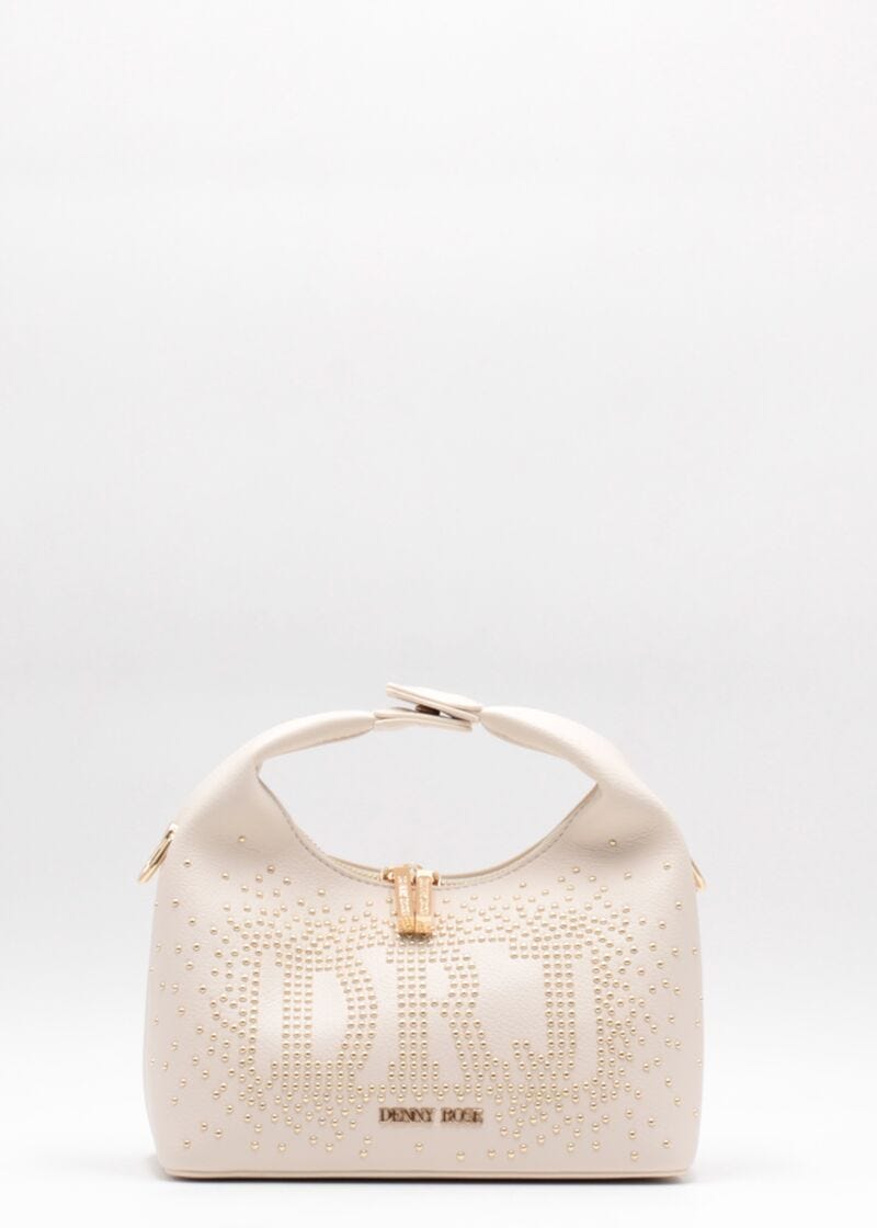 Faux-leather crossbody bag with studs