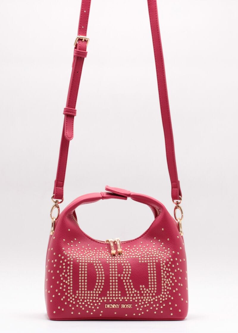 Faux-leather crossbody bag with studs