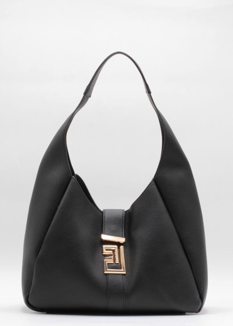 Faux-leather hobo bag
