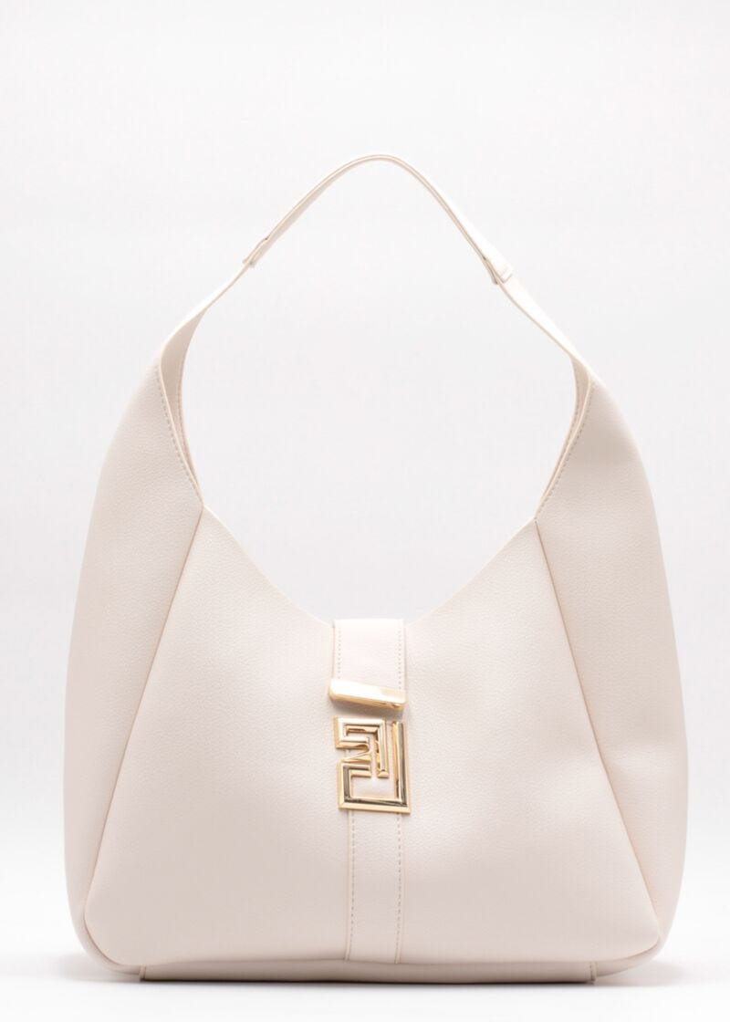 Faux-leather hobo bag