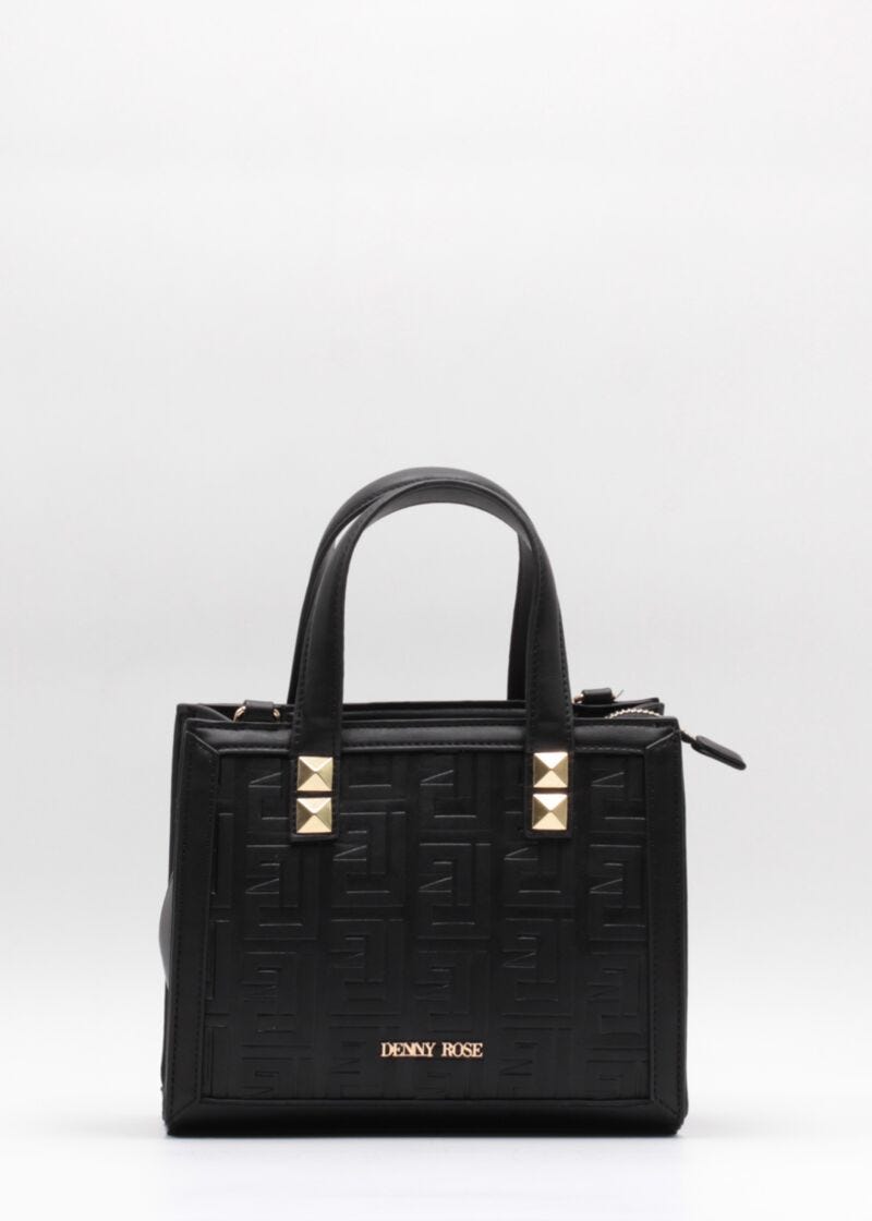 Borsa top handle in similpelle stampata