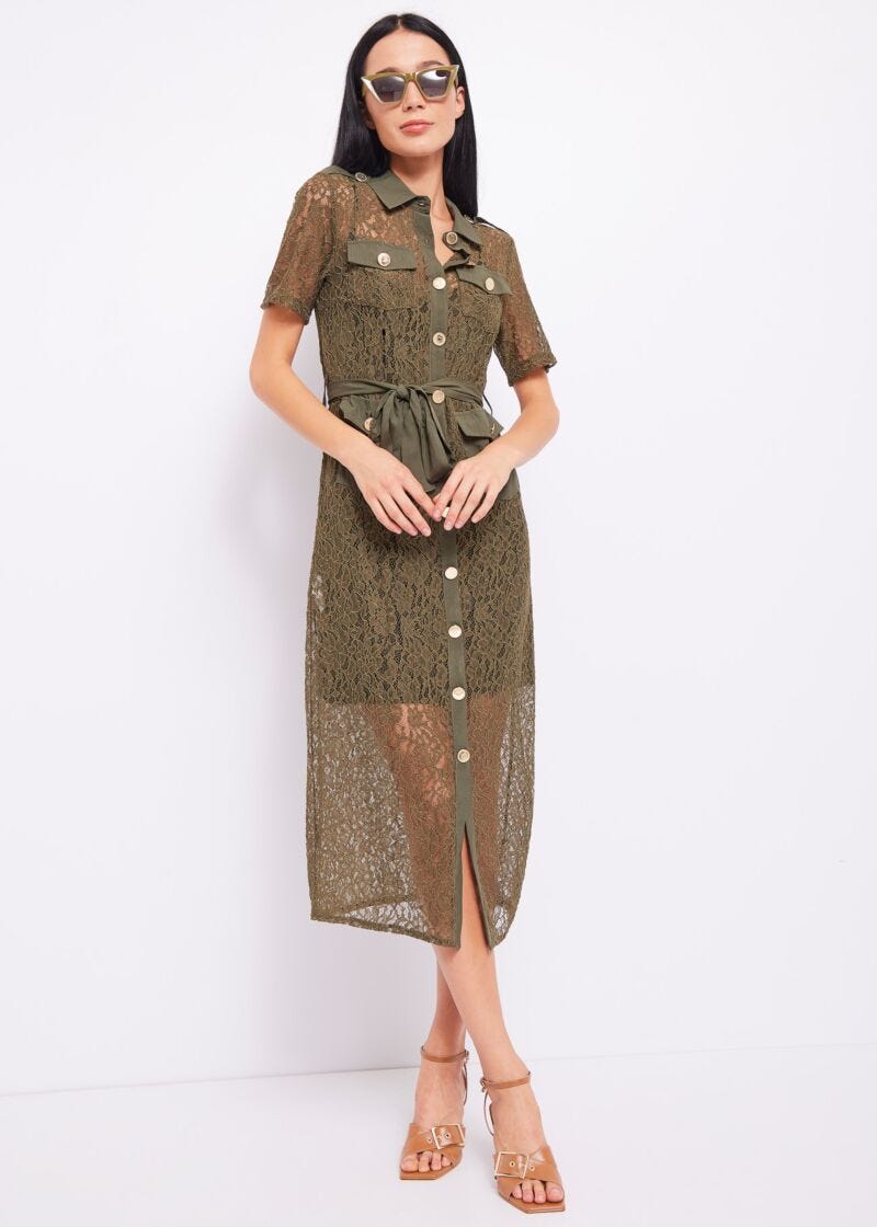 Lace shirt dress