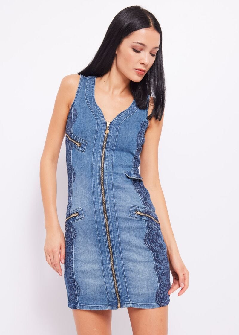Vestito in denim con stampa