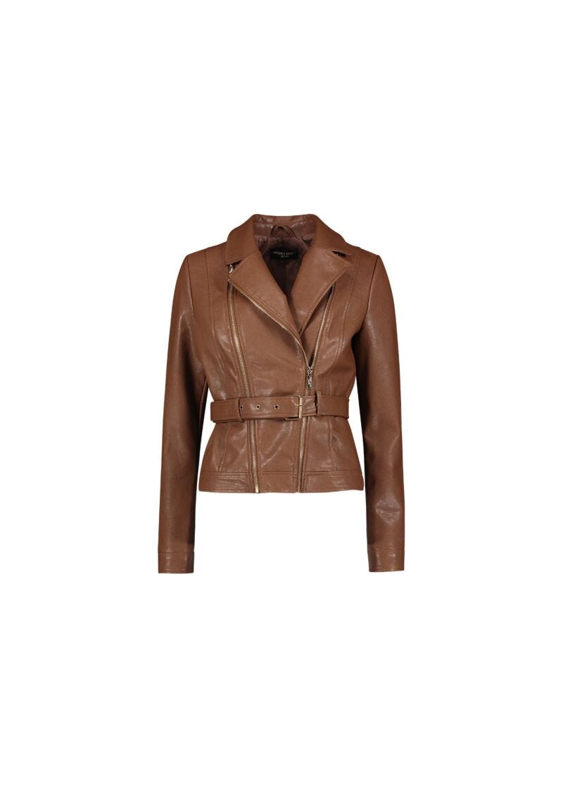Faux-leather biker jacket