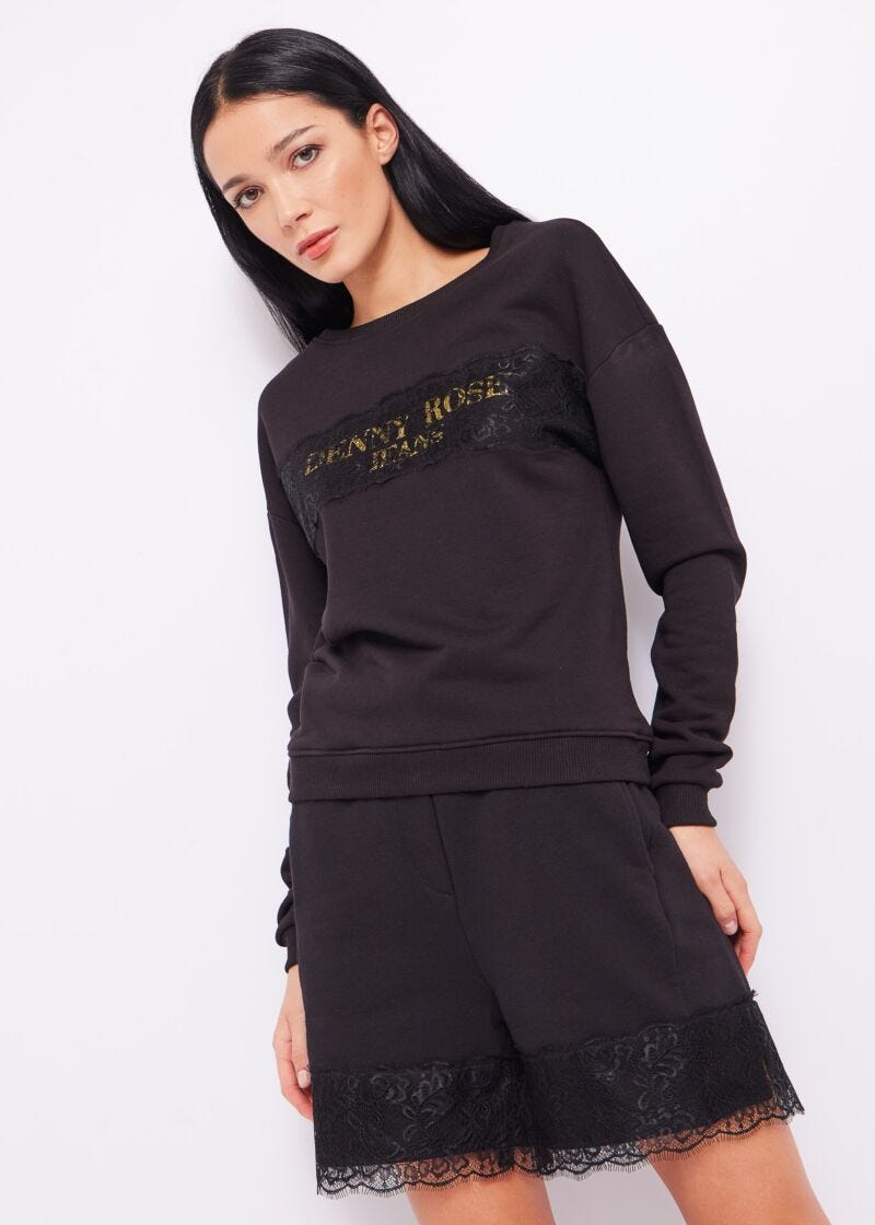 Sweatshirt with logo and lace detail