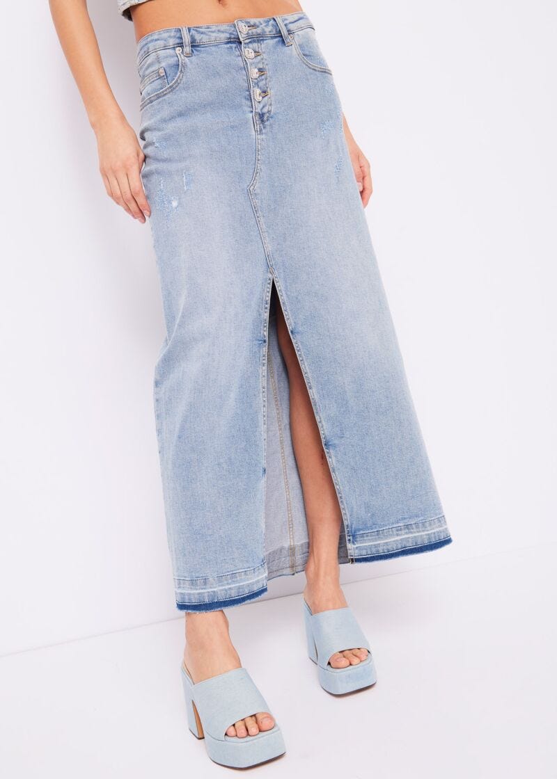 Stretch denim skirt