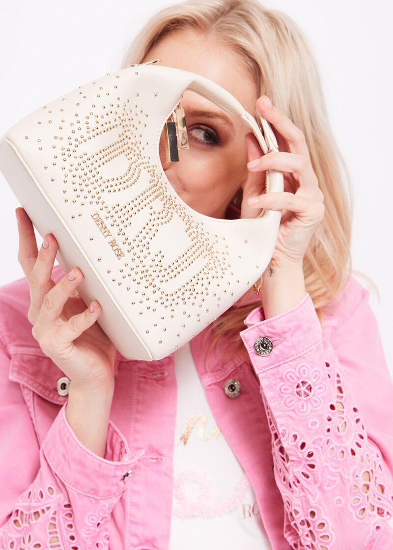 Faux-leather crossbody bag with studs