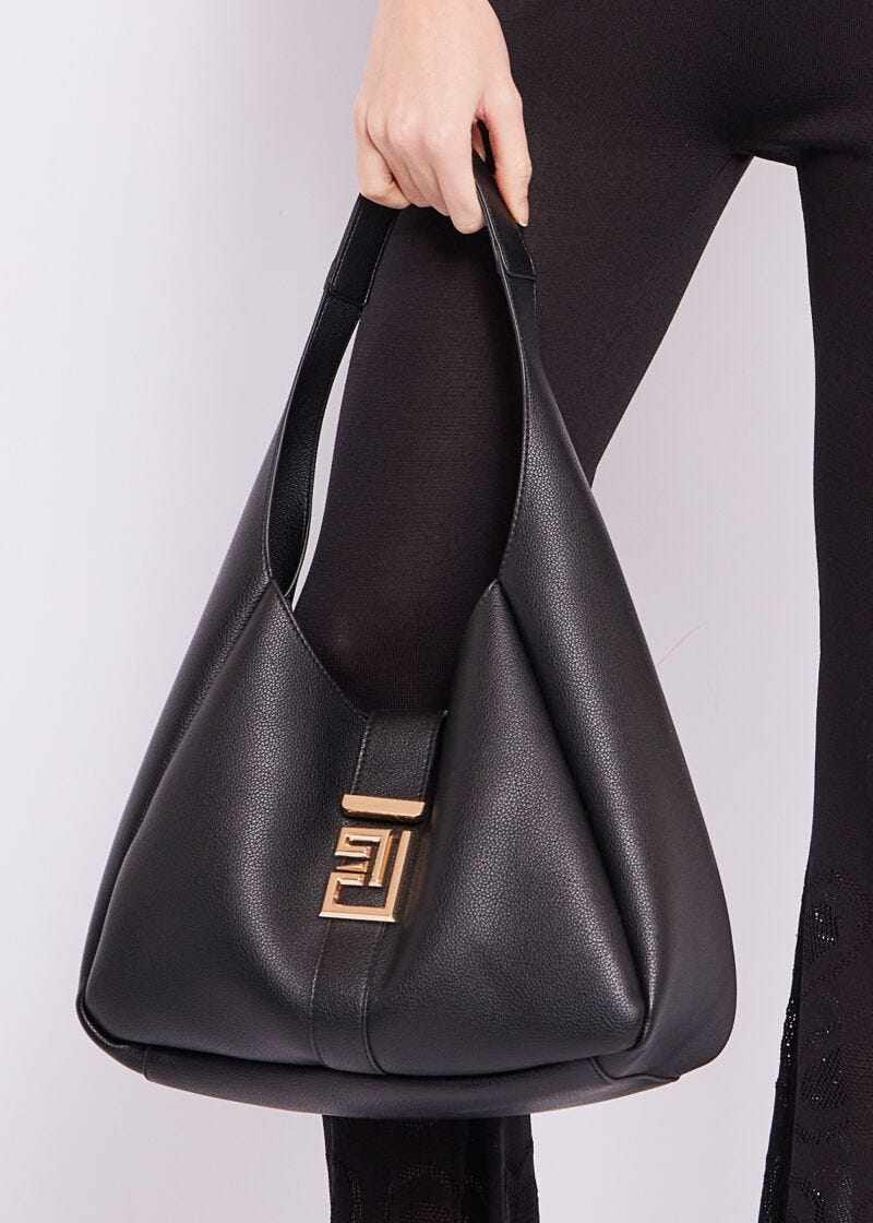 Faux-leather hobo bag