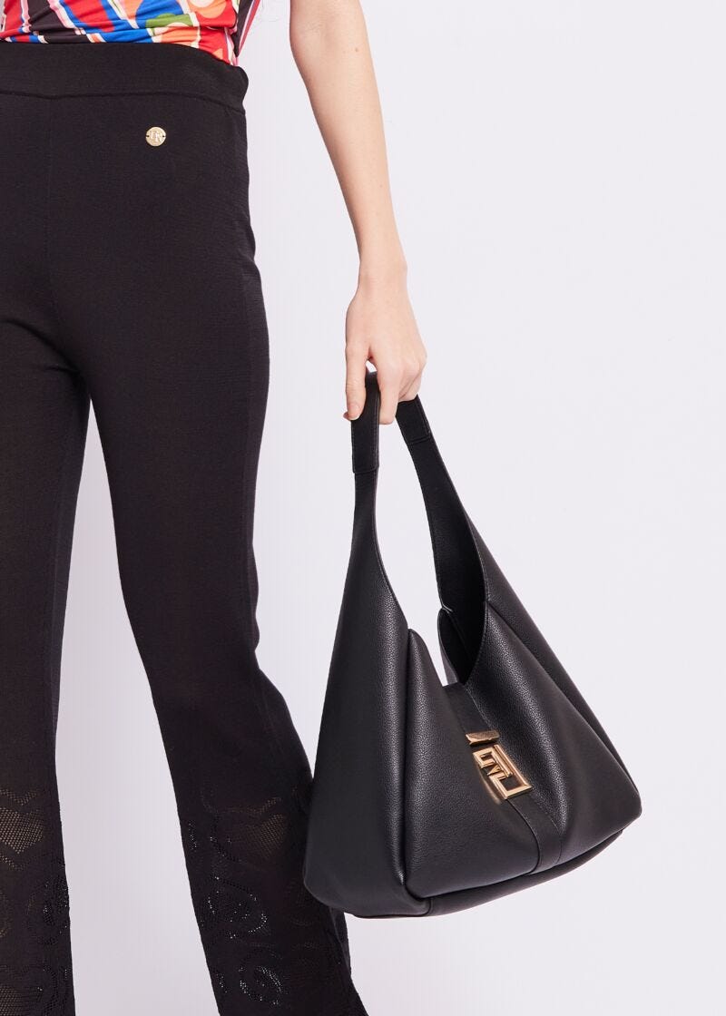 Faux-leather hobo bag